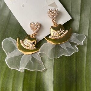 Gold Bride Earrings with Pearl Accents